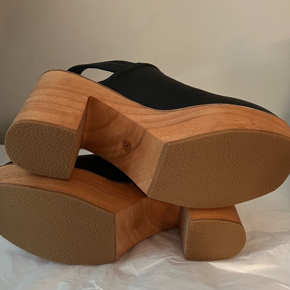 New Charlotte Stone Bonnie Clog Mule in Black Leather Size 8 - Picture 4 of 4